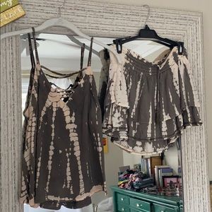 Tie dye shirt and skirt set